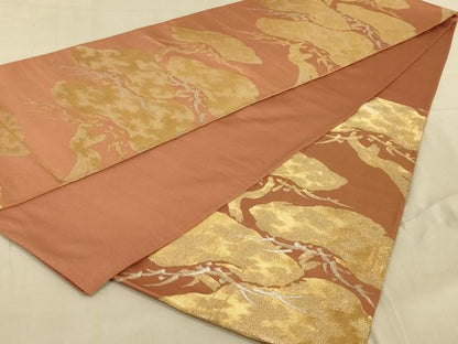 平和屋着物◎六通柄袋帯　枝松文　金銀糸　正絹　逸品　AAAY9755ou