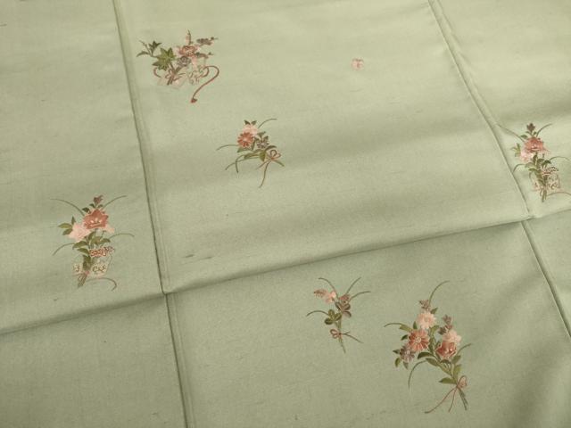 平和屋着物●訪問着 紬地 総刺繍 舞花文 暈し染め 正絹 逸品 AAAY9780ck