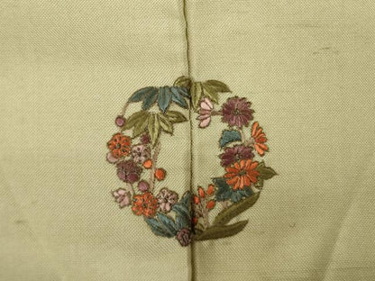平和屋着物●訪問着 紬地 総刺繍 舞花文 暈し染め 正絹 逸品 AAAY9780ck