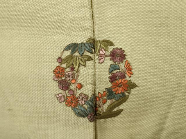 平和屋着物●訪問着 紬地 総刺繍 舞花文 暈し染め 正絹 逸品 AAAY9780ck