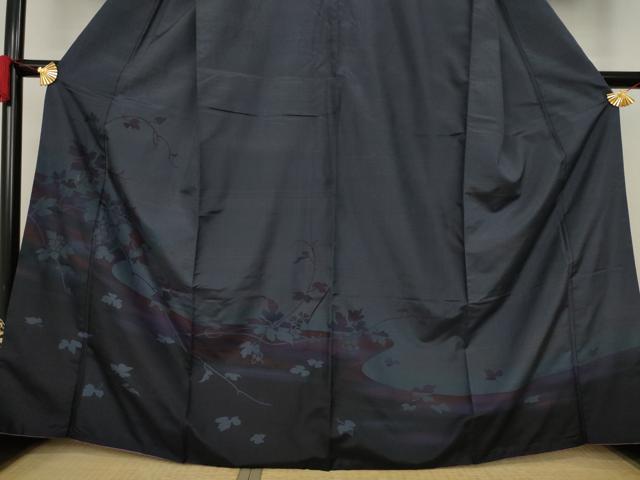 平和屋着物●訪問着　紬地　葡萄蔦草文　やまと誂製　正絹　逸品　AAAY9791ck