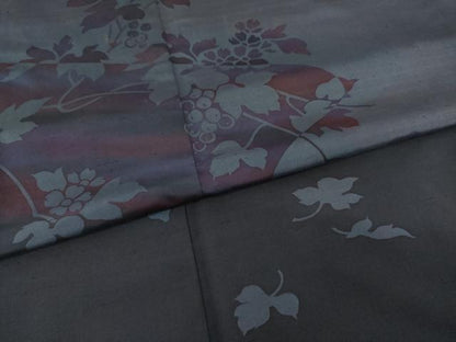 平和屋着物●訪問着　紬地　葡萄蔦草文　やまと誂製　正絹　逸品　AAAY9791ck