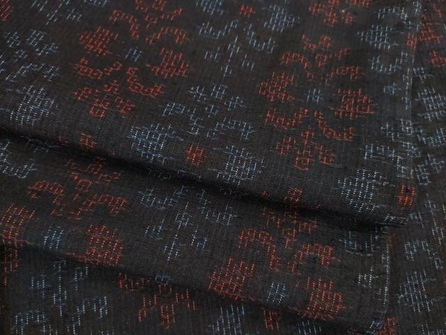 平和屋着物●結城紬 80亀甲 飾花文 正絹 逸品 AAAY9803ck