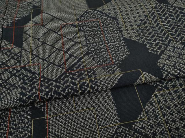 平和屋着物●本塩沢 亀甲文 正絹 逸品 AAAY9810ck