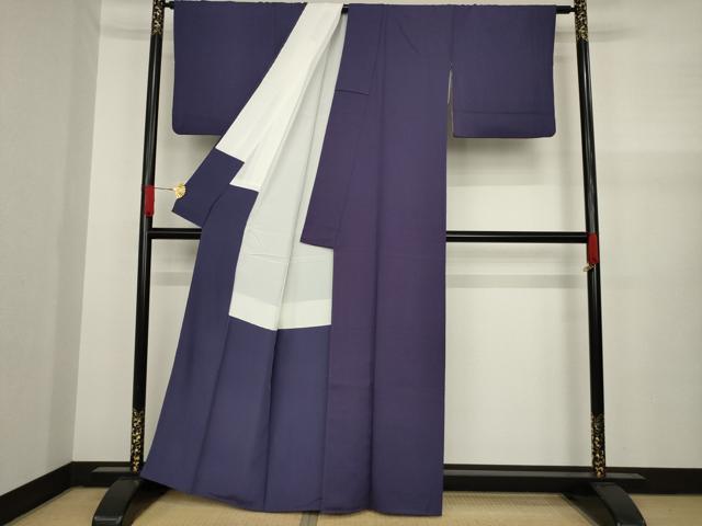 平和屋着物●上質な色無地 紺藍色 正絹 逸品 AAAY9818ck