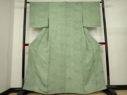 平和屋着物●上質な色無地 立波地紋 柳茶色 正絹 逸品 AAAY9819ck