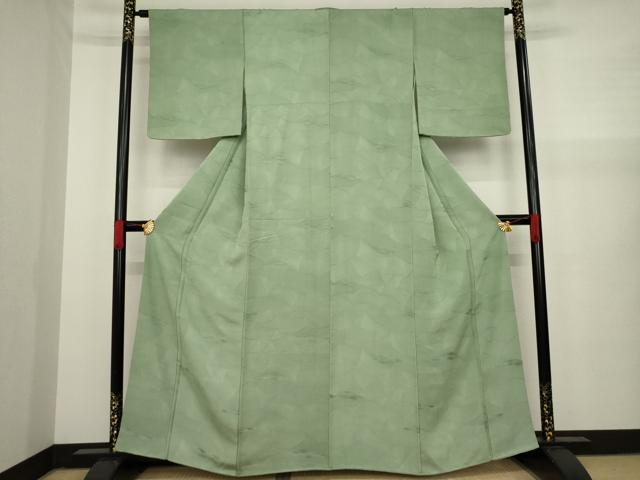 平和屋着物●上質な色無地 立波地紋 柳茶色 正絹 逸品 AAAY9819ck