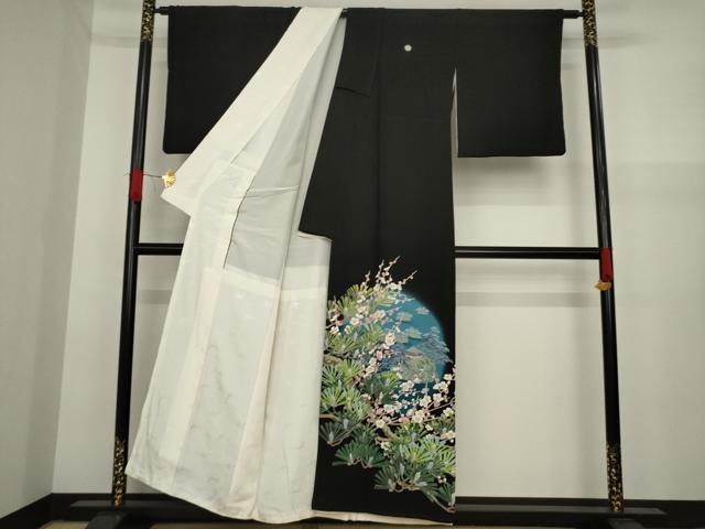 平和屋着物○十日町友禅作家 阿部佳雪 黒留袖 風景花文 暈