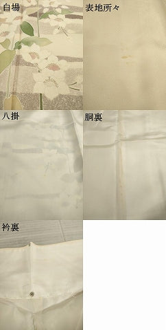 平和屋着物●訪問着　友禅　草花文　金彩　正絹　逸品　AAAY9823ck