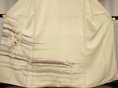 平和屋着物●訪問着　友禅　草花文　金彩　正絹　逸品　AAAY9823ck