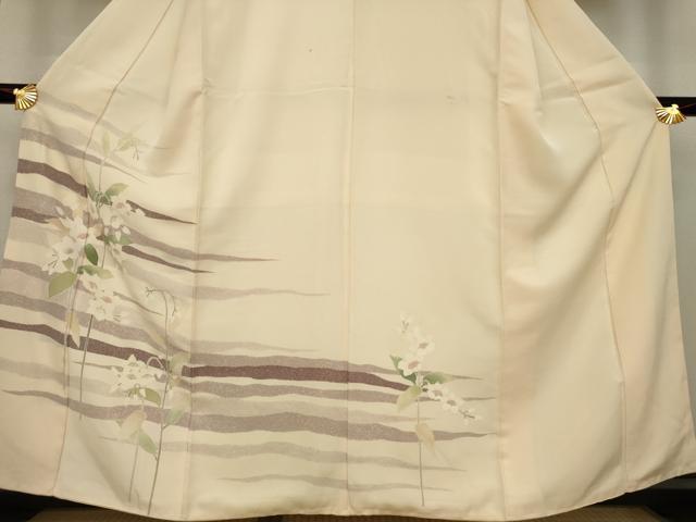 平和屋着物●訪問着　友禅　草花文　金彩　正絹　逸品　AAAY9823ck