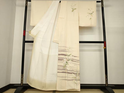 平和屋着物●訪問着　友禅　草花文　金彩　正絹　逸品　AAAY9823ck
