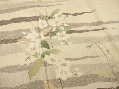 平和屋着物●訪問着　友禅　草花文　金彩　正絹　逸品　AAAY9823ck