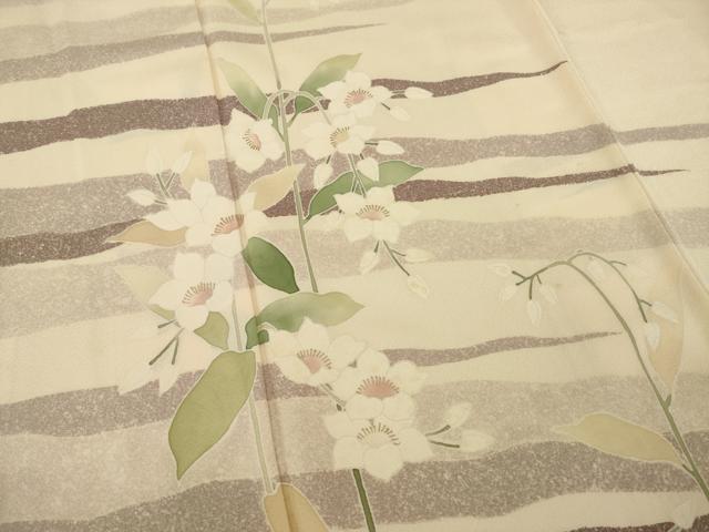 平和屋着物●訪問着　友禅　草花文　金彩　正絹　逸品　AAAY9823ck