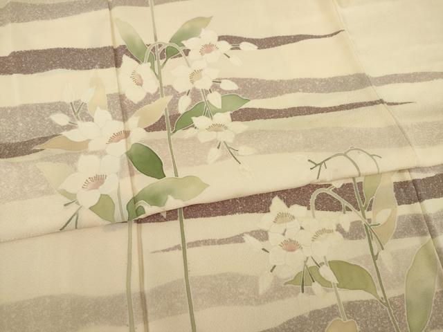 平和屋着物●訪問着　友禅　草花文　金彩　正絹　逸品　AAAY9823ck