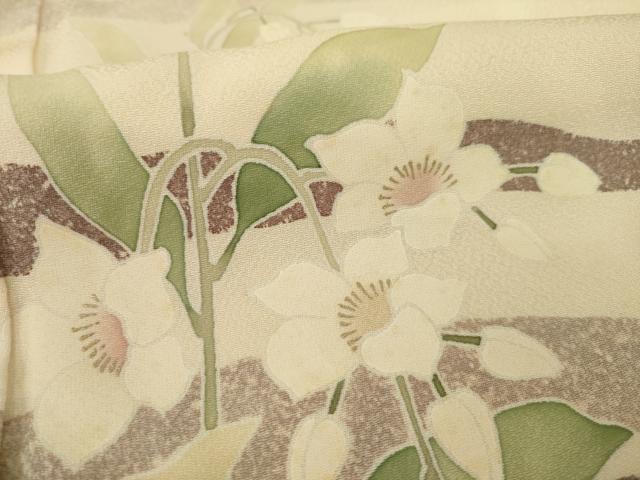 平和屋着物●訪問着　友禅　草花文　金彩　正絹　逸品　AAAY9823ck