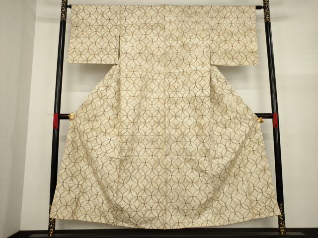 平和屋着物●上質な紬　七宝文　正絹　逸品　AAAY9827ck
