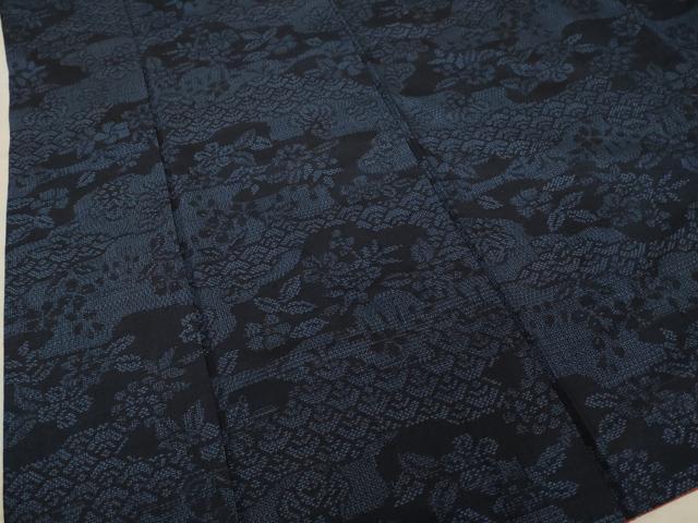 平和屋着物●結城紬 100亀甲 雲重ね花文 正絹 逸品 AAAY9829ck