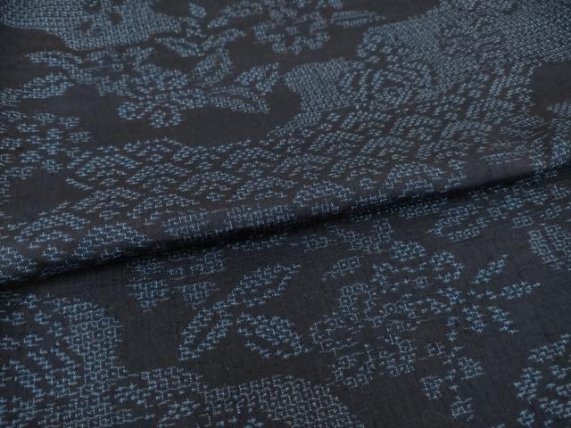 平和屋着物●結城紬 100亀甲 雲重ね花文 正絹 逸品 AAAY9829ck