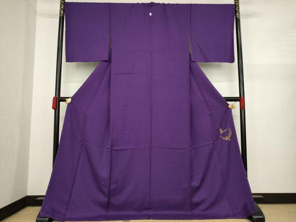 平和屋着物●染色作家　斉藤三才　色無地　葡萄色　ロング丈　正絹　逸品　未使用　AAAY9833ck