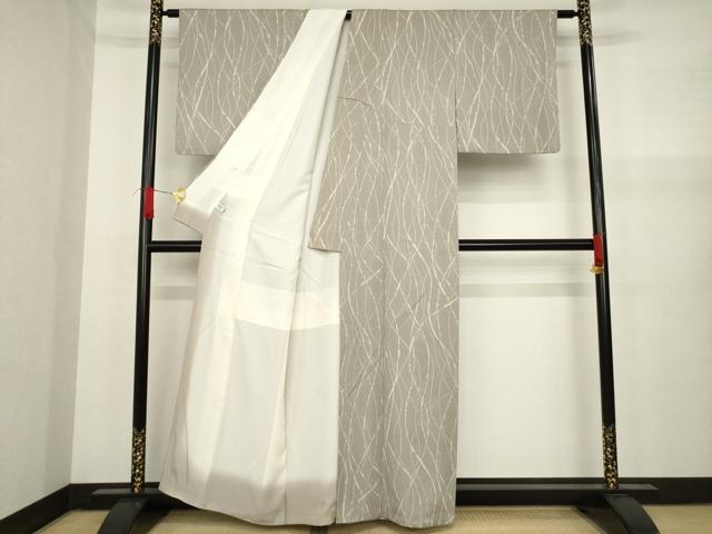 平和屋着物●上質な小紋　よろけ縞　正絹　逸品　AAAY9836ck