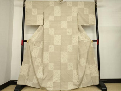 平和屋着物●上質な紬　色紙楓文　正絹　逸品　未使用　AAAY9841ck