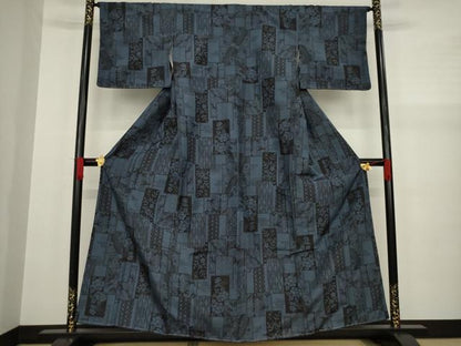 平和屋着物●上質な紬 短冊花文 正絹 逸品 未使用 AAAY9845ck