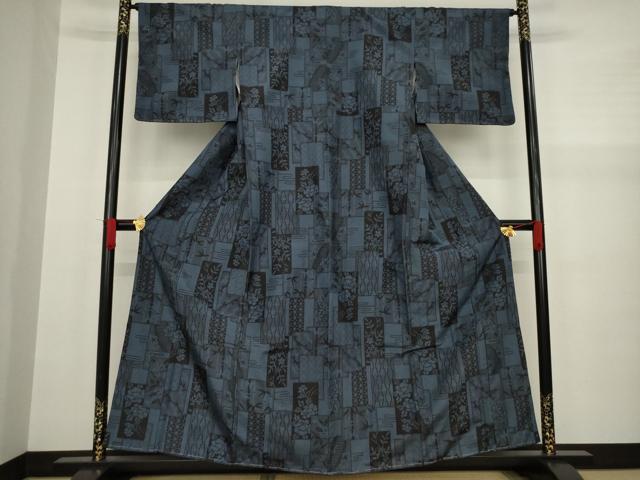 平和屋着物●上質な紬 短冊花文 正絹 逸品 未使用 AAAY9845ck