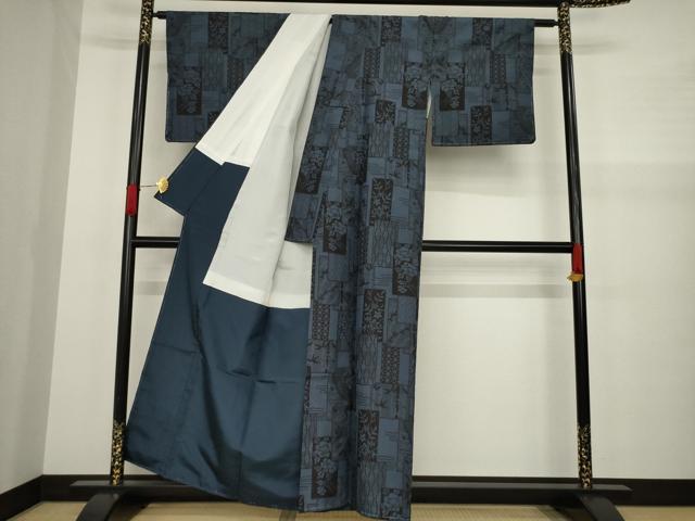 平和屋着物●上質な紬 短冊花文 正絹 逸品 未使用 AAAY9845ck