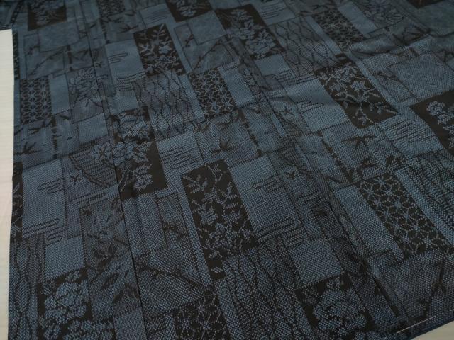 平和屋着物●上質な紬 短冊花文 正絹 逸品 未使用 AAAY9845ck