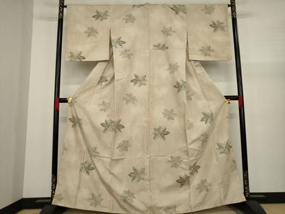 平和屋着物●結城紬　楓文　正絹　逸品　AAAY9847ck