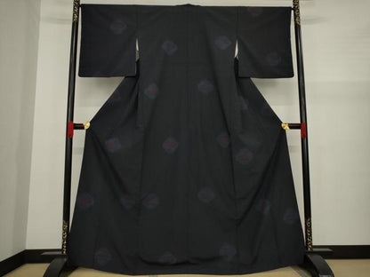 平和屋着物●本塩沢　有栖川文様　150亀甲　正絹　逸品　AAAY9848ck
