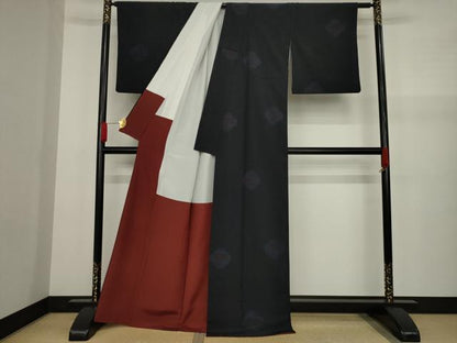 平和屋着物●本塩沢　有栖川文様　150亀甲　正絹　逸品　AAAY9848ck