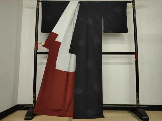 平和屋着物●本塩沢　有栖川文様　150亀甲　正絹　逸品　AAAY9848ck