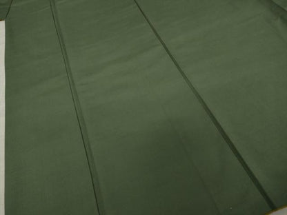 平和屋着物●結城紬 色無地 柳煤竹色 正絹 逸品 AAAY9855ck