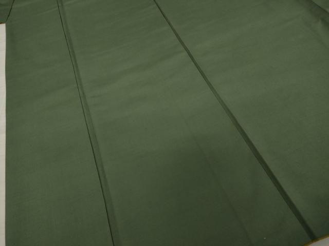 平和屋着物●結城紬 色無地 柳煤竹色 正絹 逸品 AAAY9855ck