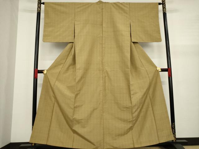 平和屋着物●上質な紬 色無地 飴色 正絹 逸品 AAAY9857ck
