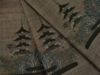 平和屋着物●本場大島紬 泥染 カタス9マルキ 五重塔 正絹 逸品 AAAY9861ck