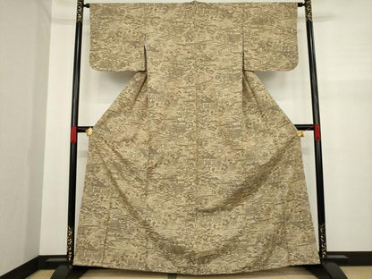 平和屋着物●小千谷紬 風景花文 正絹 逸品 未使用 AAAY9873ck