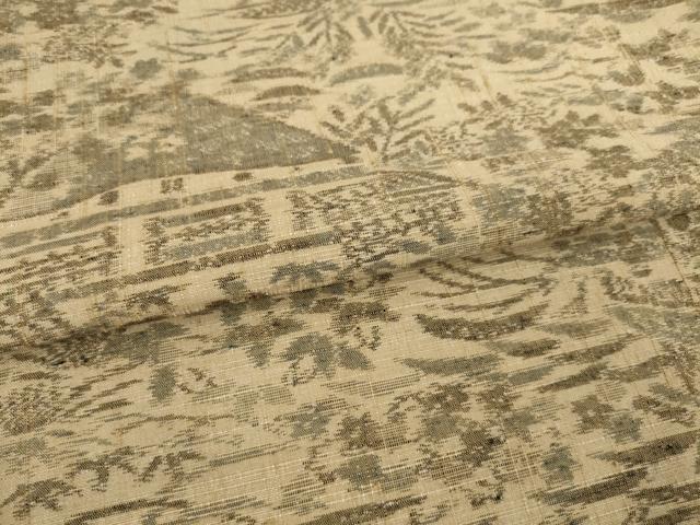 平和屋着物●小千谷紬 風景花文 正絹 逸品 未使用 AAAY9873ck