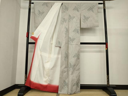 平和屋着物●上質な紬 舞蝶文 正絹 逸品 AAAY9875ck