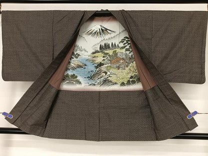 平和屋着物●男性　本場大島紬　アンサンブル　カタス7マルキ　格子　正絹　逸品　AAAY9881np