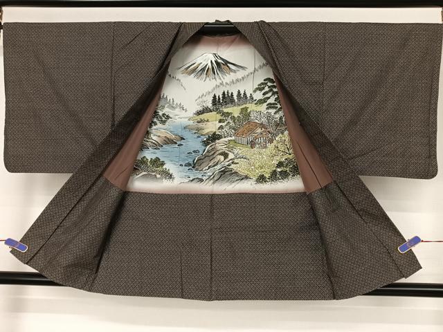 平和屋着物●男性　本場大島紬　アンサンブル　カタス7マルキ　格子　正絹　逸品　AAAY9881np