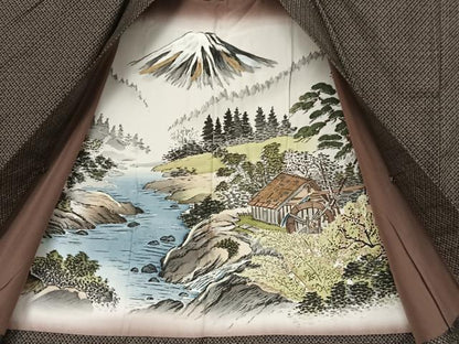 平和屋着物●男性　本場大島紬　アンサンブル　カタス7マルキ　格子　正絹　逸品　AAAY9881np