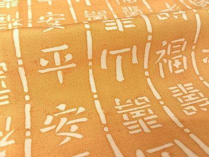 平和屋着物●上質な紬 型染め 吉祥文 正絹 逸品 AAAY9882np