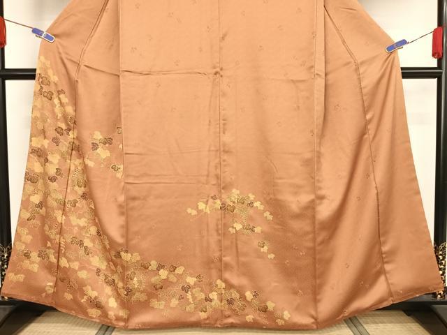 平和屋着物●訪問着 葡萄蔦の葉文 金糸 金彩 正絹 逸品 AAAY9884np
