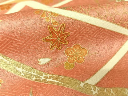 平和屋着物●訪問着 駒刺繍 遠山草花文 金糸 金彩 正絹 逸品 AAAY9885np