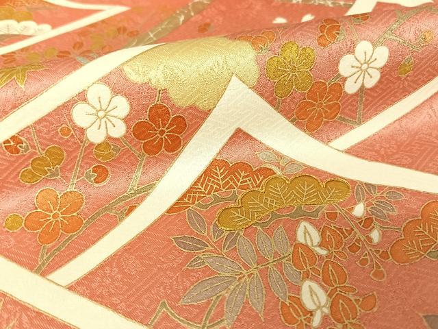 平和屋着物●訪問着 駒刺繍 遠山草花文 金糸 金彩 正絹 逸品 AAAY9885np