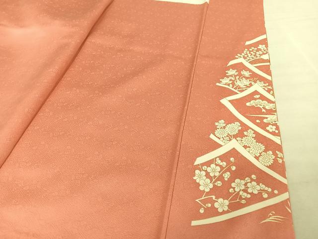 平和屋着物●訪問着 駒刺繍 遠山草花文 金糸 金彩 正絹 逸品 AAAY9885np