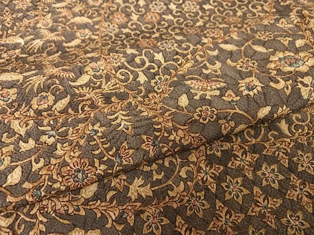 平和屋着物●二代目更甚 江戸更紗 小紋 更紗花鳥文 鬼しぼ縮緬 正絹 逸品 AAAY9888np